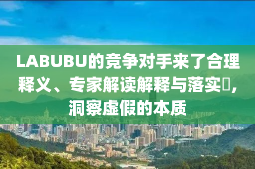 LABUBU的競爭對手來了合理釋義、專家解讀解釋與落實?,洞察虛假的本質