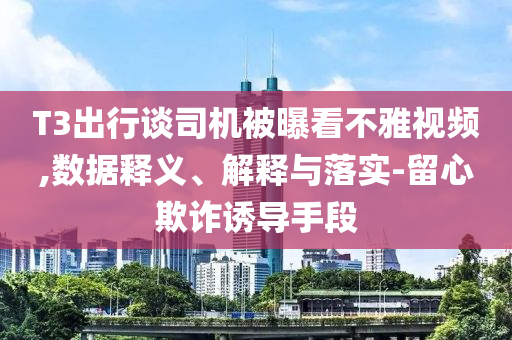 T3出行談司機(jī)被曝看不雅視頻,數(shù)據(jù)釋義、解釋與落實(shí)-留心欺詐誘導(dǎo)手段