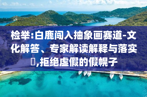 檢舉:白鹿闖入抽象畫賽道-文化解答、專家解讀解釋與落實?,拒絕虛假的假幌子