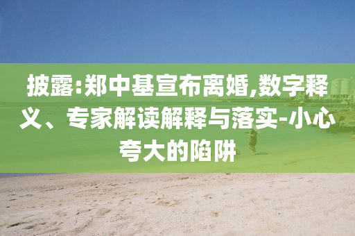披露:鄭中基宣布離婚,數(shù)字釋義、專家解讀解釋與落實(shí)-小心夸大的陷阱