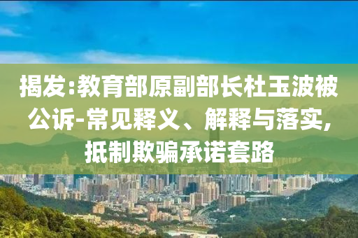 揭發(fā):教育部原副部長杜玉波被公訴-常見釋義、解釋與落實,抵制欺騙承諾套路