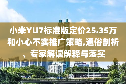 小米YU7標(biāo)準(zhǔn)版定價(jià)25.35萬和小心不實(shí)推廣策略,通俗剖析、專家解讀解釋與落實(shí)