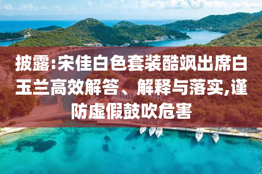披露:宋佳白色套裝酷颯出席白玉蘭高效解答、解釋與落實(shí),謹(jǐn)防虛假鼓吹危害