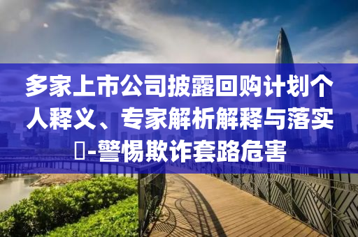 多家上市公司披露回購(gòu)計(jì)劃個(gè)人釋義、專家解析解釋與落實(shí)?-警惕欺詐套路危害