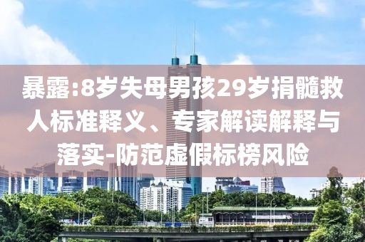 暴露:8歲失母男孩29歲捐髓救人標(biāo)準(zhǔn)釋義、專家解讀解釋與落實(shí)-防范虛假標(biāo)榜風(fēng)險(xiǎn)