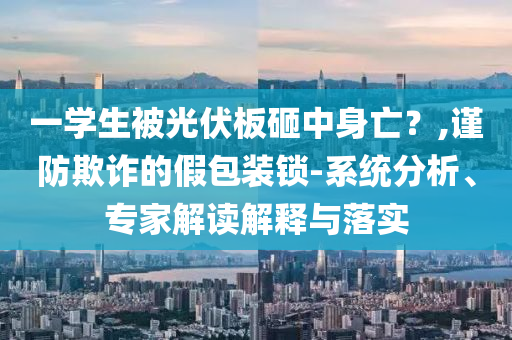 一學(xué)生被光伏板砸中身亡？,謹(jǐn)防欺詐的假包裝鎖-系統(tǒng)分析、專家解讀解釋與落實(shí)