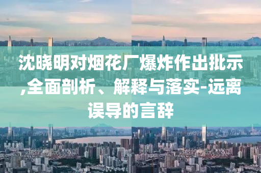沈曉明對煙花廠爆炸作出批示,全面剖析、解釋與落實(shí)-遠(yuǎn)離誤導(dǎo)的言辭