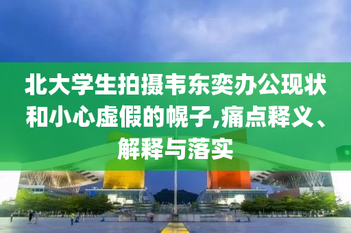 北大學(xué)生拍攝韋東奕辦公現(xiàn)狀和小心虛假的幌子,痛點釋義、解釋與落實