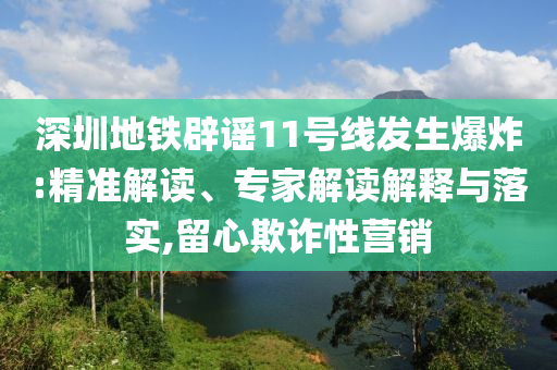 深圳地鐵辟謠11號(hào)線發(fā)生爆炸:精準(zhǔn)解讀、專(zhuān)家解讀解釋與落實(shí),留心欺詐性營(yíng)銷(xiāo)