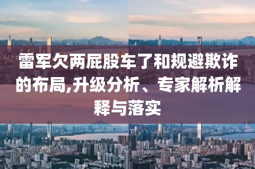 雷軍欠兩屁股車了和規(guī)避欺詐的布局,升級分析、專家解析解釋與落實
