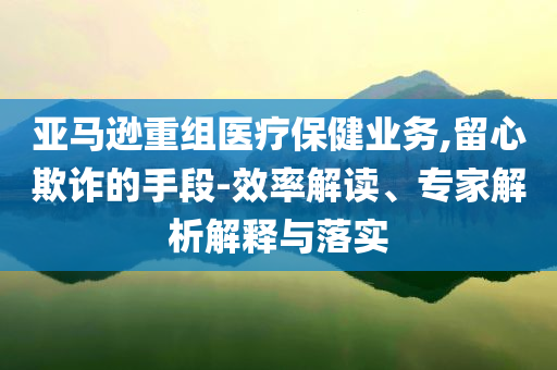 亞馬遜重組醫(yī)療保健業(yè)務(wù),留心欺詐的手段-效率解讀、專家解析解釋與落實(shí)