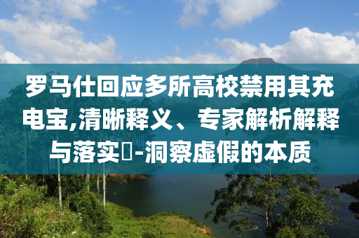 羅馬仕回應(yīng)多所高校禁用其充電寶,清晰釋義、專家解析解釋與落實?-洞察虛假的本質(zhì)