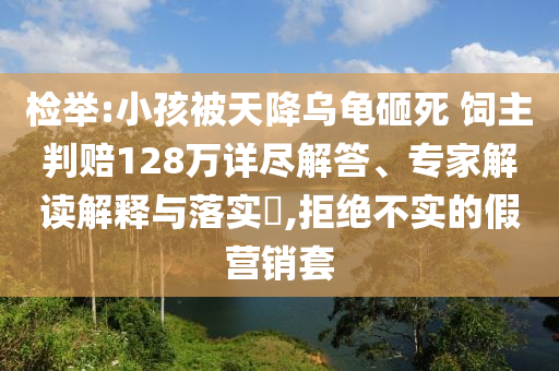 檢舉:小孩被天降烏龜砸死 飼主判賠128萬詳盡解答、專家解讀解釋與落實?,拒絕不實的假營銷套