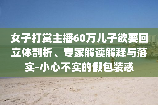 女子打賞主播60萬(wàn)兒子欲要回立體剖析、專家解讀解釋與落實(shí)-小心不實(shí)的假包裝惑