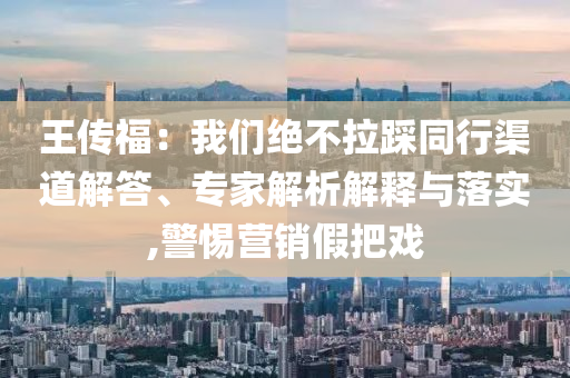 王傳福：我們絕不拉踩同行渠道解答、專家解析解釋與落實(shí),警惕營(yíng)銷假把戲