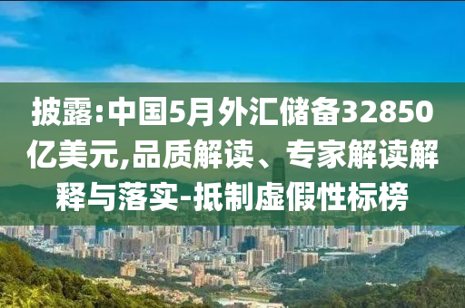 披露:中國5月外匯儲(chǔ)備32850億美元,品質(zhì)解讀、專家解讀解釋與落實(shí)-抵制虛假性標(biāo)榜