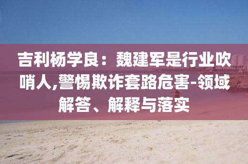 吉利楊學(xué)良：魏建軍是行業(yè)吹哨人,警惕欺詐套路危害-領(lǐng)域解答、解釋與落實(shí)