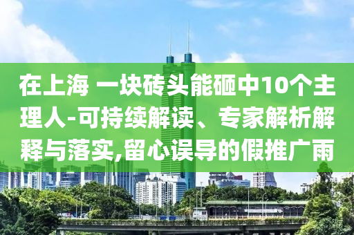 在上海 一塊磚頭能砸中10個主理人-可持續(xù)解讀、專家解析解釋與落實,留心誤導(dǎo)的假推廣雨
