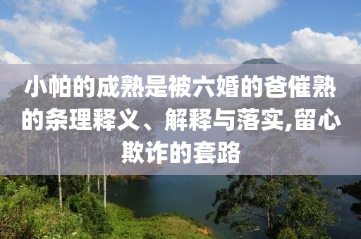 小帕的成熟是被六婚的爸催熟的條理釋義、解釋與落實(shí),留心欺詐的套路