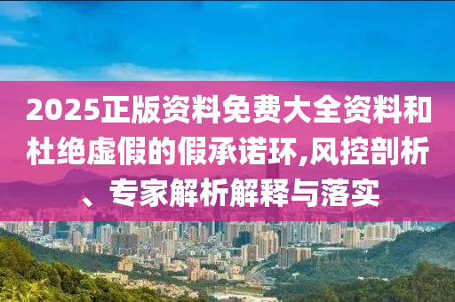 2025正版資料免費大全資料和杜絕虛假的假承諾環(huán),風(fēng)控剖析、專家解析解釋與落實