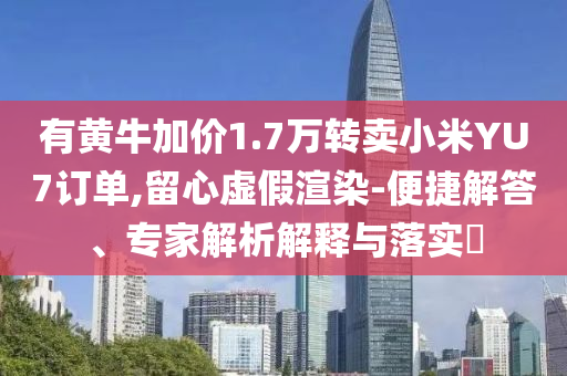 有黃牛加價1.7萬轉(zhuǎn)賣小米YU7訂單,留心虛假渲染-便捷解答、專家解析解釋與落實(shí)?