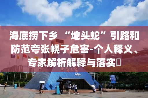 海底撈下鄉(xiāng) “地頭蛇”引路和防范夸張幌子危害-個(gè)人釋義、專家解析解釋與落實(shí)?