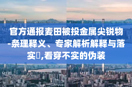 官方通報(bào)麥田被投金屬尖銳物-條理釋義、專家解析解釋與落實(shí)?,看穿不實(shí)的偽裝