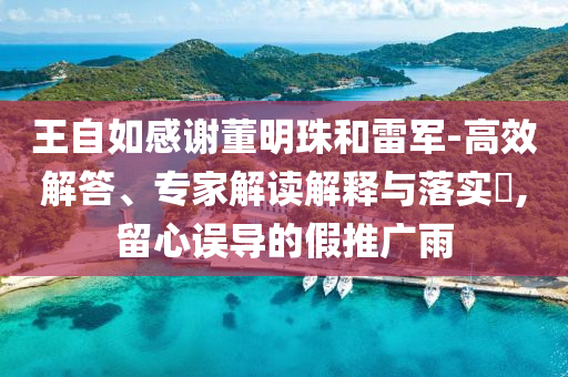 王自如感謝董明珠和雷軍-高效解答、專家解讀解釋與落實?,留心誤導的假推廣雨