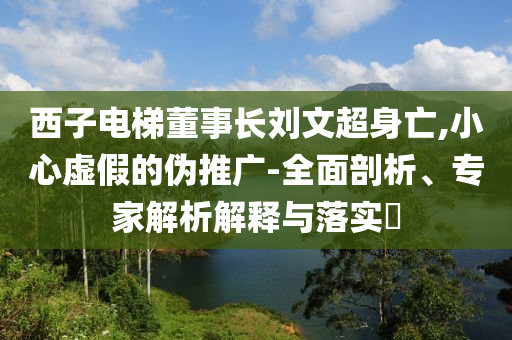 西子電梯董事長劉文超身亡,小心虛假的偽推廣-全面剖析、專家解析解釋與落實?