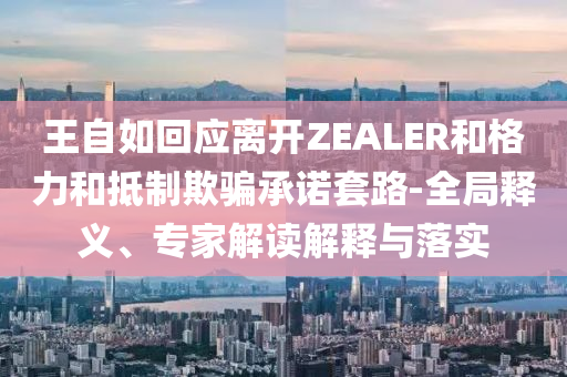 王自如回應(yīng)離開ZEALER和格力和抵制欺騙承諾套路-全局釋義、專家解讀解釋與落實