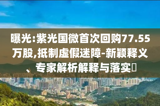 曝光:紫光國微首次回購77.55萬股,抵制虛假迷障-新穎釋義、專家解析解釋與落實(shí)?