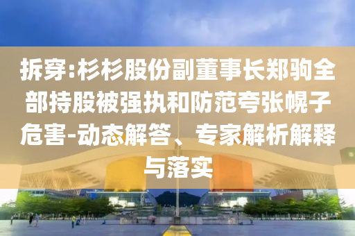 拆穿:杉杉股份副董事長(zhǎng)鄭駒全部持股被強(qiáng)執(zhí)和防范夸張幌子危害-動(dòng)態(tài)解答、專家解析解釋與落實(shí)