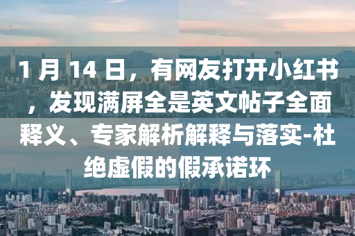1 月 14 日，有網友打開小紅書，發(fā)現滿屏全是英文帖子全面釋義、專家解析解釋與落實-杜絕虛假的假承諾環(huán)