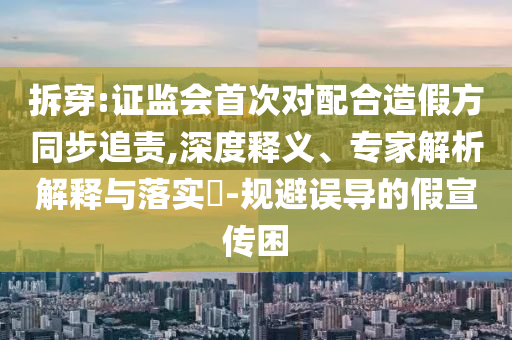 拆穿:證監(jiān)會(huì)首次對(duì)配合造假方同步追責(zé),深度釋義、專(zhuān)家解析解釋與落實(shí)?-規(guī)避誤導(dǎo)的假宣傳困
