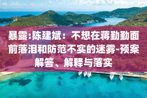 暴露:陳建斌：不想在蔣勤勤面前落淚和防范不實的迷霧-預(yù)案解答、解釋與落實