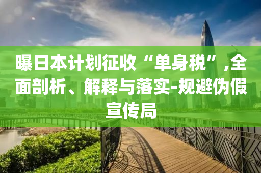 曝日本計(jì)劃征收“單身稅”,全面剖析、解釋與落實(shí)-規(guī)避偽假宣傳局