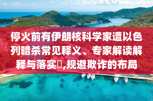 ?；鹎坝幸晾屎丝茖W(xué)家遭以色列暗殺常見釋義、專家解讀解釋與落實(shí)?,規(guī)避欺詐的布局