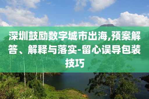 深圳鼓勵(lì)數(shù)字城市出海,預(yù)案解答、解釋與落實(shí)-留心誤導(dǎo)包裝技巧