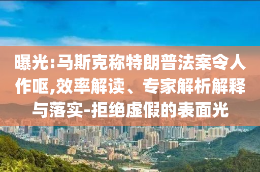 曝光:馬斯克稱特朗普法案令人作嘔,效率解讀、專家解析解釋與落實(shí)-拒絕虛假的表面光