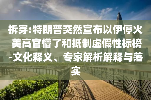 拆穿:特朗普突然宣布以伊?；?美高官懵了和抵制虛假性標(biāo)榜-文化釋義、專家解析解釋與落實(shí)