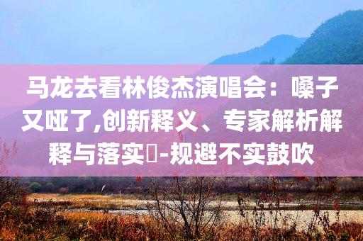 馬龍去看林俊杰演唱會：嗓子又啞了,創(chuàng)新釋義、專家解析解釋與落實?-規(guī)避不實鼓吹