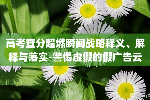 高考查分超燃瞬間戰(zhàn)略釋義、解釋與落實-警惕虛假的假廣告云