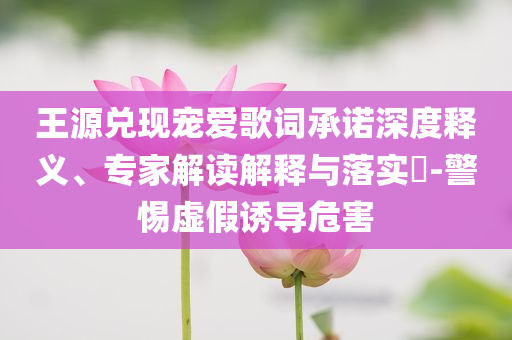 王源兌現(xiàn)寵愛歌詞承諾深度釋義、專家解讀解釋與落實(shí)?-警惕虛假誘導(dǎo)危害