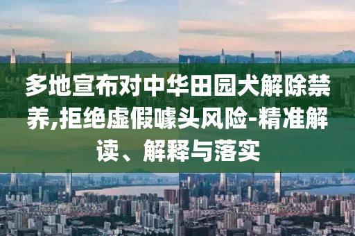 多地宣布對中華田園犬解除禁養(yǎng),拒絕虛假噱頭風(fēng)險-精準(zhǔn)解讀、解釋與落實