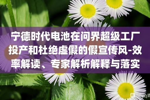 寧德時代電池在問界超級工廠投產(chǎn)和杜絕虛假的假宣傳風(fēng)-效率解讀、專家解析解釋與落實