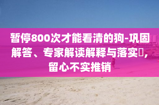暫停800次才能看清的狗-鞏固解答、專家解讀解釋與落實?,留心不實推銷