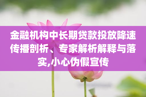 金融機(jī)構(gòu)中長(zhǎng)期貸款投放降速傳播剖析、專家解析解釋與落實(shí),小心偽假宣傳