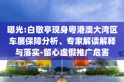 曝光:白敬亭現(xiàn)身粵港澳大灣區(qū)車展保障分析、專家解讀解釋與落實(shí)-留心虛假推廣危害