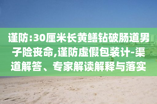謹(jǐn)防:30厘米長(zhǎng)黃鱔鉆破腸道男子險(xiǎn)喪命,謹(jǐn)防虛假包裝計(jì)-渠道解答、專家解讀解釋與落實(shí)