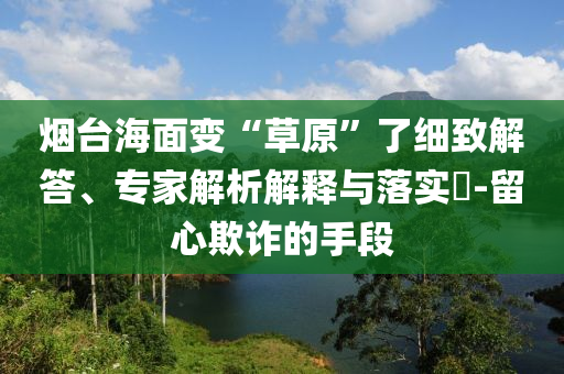煙臺海面變“草原”了細致解答、專家解析解釋與落實?-留心欺詐的手段
